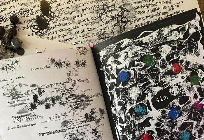 foto de fanzine abierto con las desfronterizaciones textuales